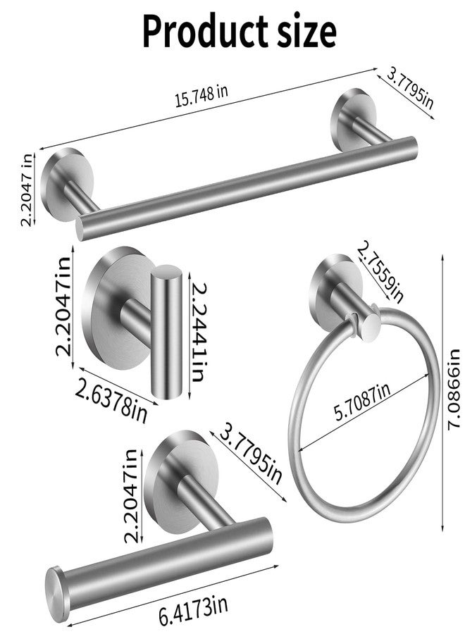 Hinmood Bathroom Hardware Set 10 Pieces, Stainless Steel Towel Bar Set Includes 16 inch Towel Bar, Towel Hook, Towel Ring Toilet Paper Holder - Image 4