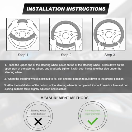 MUQIDA Car Steering Wheel Cover, 15 Inch Premium Leather Breathable Non-Slip Wheels Wrap, Universal Auto Comfortable Steering Wheel Protector for SUV Truck Van, Car Accessories (Purple) - Image 3