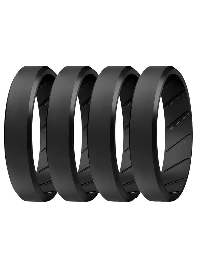 ROQ Men's Silicone Ring, Size 10 - Mens Silicone Wedding Band & Rubber Engagement Rings for Men - Breathable Comfort Fit Silicone Rings for Him - Beveled Edge or Duo, Multi-Packs, Multi Colors - Image 1