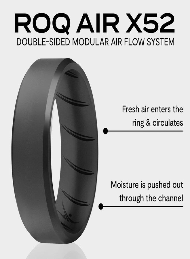 ROQ Men's Silicone Ring, Size 10 - Mens Silicone Wedding Band & Rubber Engagement Rings for Men - Breathable Comfort Fit Silicone Rings for Him - Beveled Edge or Duo, Multi-Packs, Multi Colors - Image 3