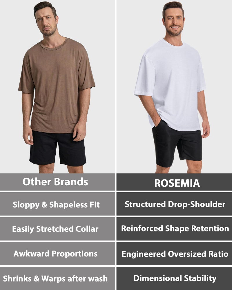 rosemia Oversized Tshirts for Men Crewneck Graphic Tees Basic Short Sleeve Loose Fit Tops, White Color, L - Image 4