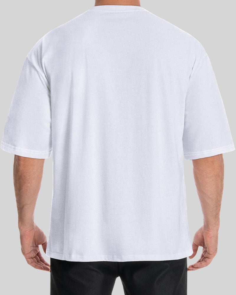 rosemia Oversized Tshirts for Men Crewneck Graphic Tees Basic Short Sleeve Loose Fit Tops, White Color, L - Image 5