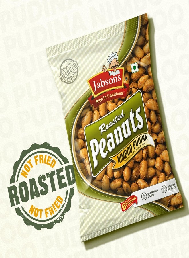 Jabsons Roasted Peanuts Nimboo Pudina |140 g | (Pack of 2) | Roasted| Non-Fried| Gluten free|Healthy Ready to Eat Snacks|Jumbo Bharuchi Clay Roasted Peanut|Flavoured Peanuts| Moongphali Dana - Image 5