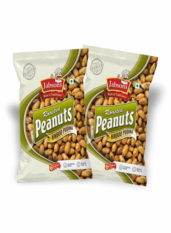 Jabsons Roasted Peanuts Nimboo Pudina |140 g | (Pack of 2) | Roasted| Non-Fried| Gluten free|Healthy Ready to Eat Snacks|Jumbo Bharuchi Clay Roasted Peanut|Flavoured Peanuts| Moongphali Dana - Image 1