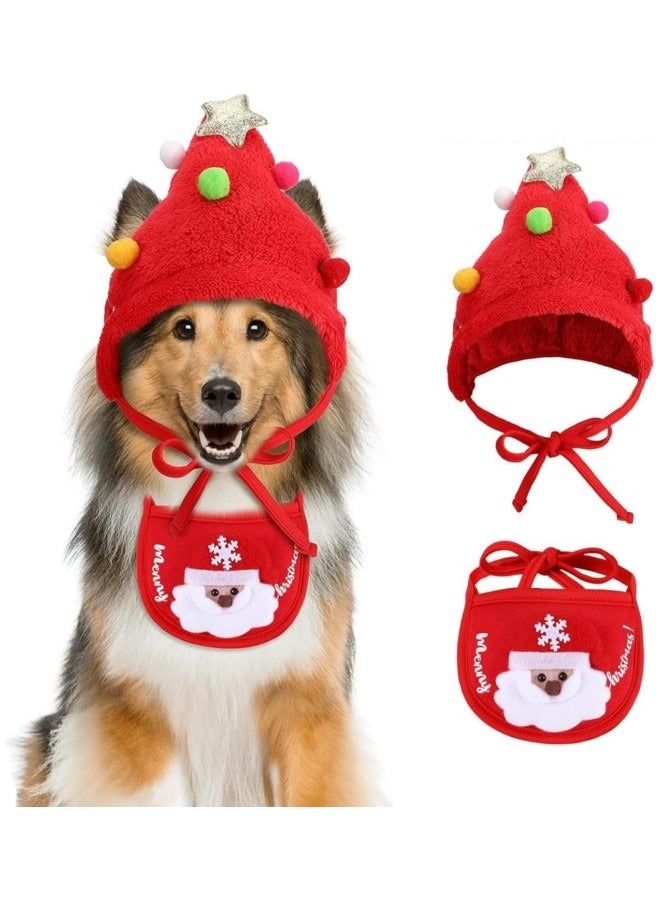 GGEROU زي مهرجان للحيوانات الأليفة للكلاب والقطط، قبعة شجرة المهرجان، رأس صغير للكلب، طوق قابل للتعديل، ملابس كوسبلاي، أحمر - Image 1