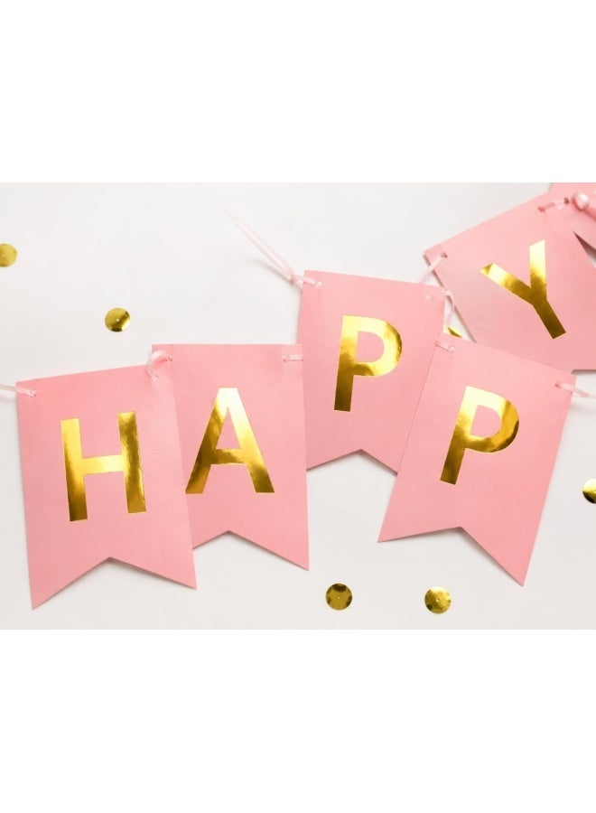 2 pcs Happy Birthday Banner Bunting Rainbow Colourful Multicolour Garland with Gold Foil Letters Girls Boys Kids Birthday Party Decorations - Image 3