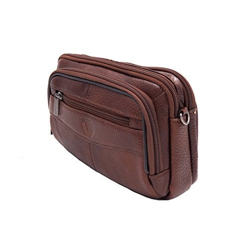 Vidlea Mens Handbag Cowhide Leather Crossbody Shoulder Messenger Bag Organizer Checkbook Wallet Purse (S Tan) - Image 4
