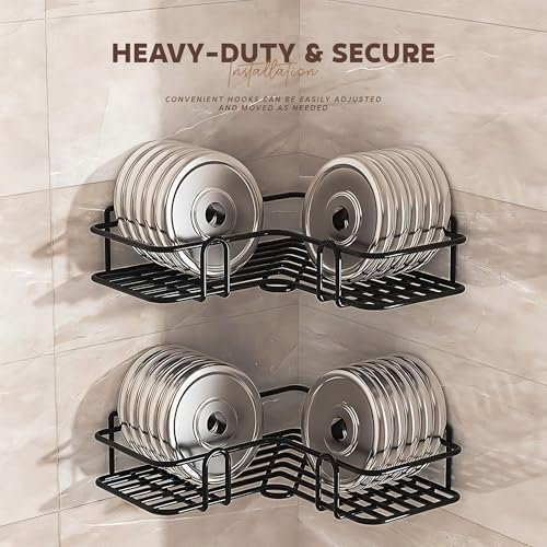 MIORAH Bathroom Organiser Without Drill | Bathroom Corner Shelves | Washroom Storage Organizer | Shelf & Fittings | Wall Mounted (Pack of 2) - Image 3