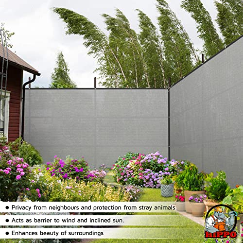 HIPPO - Privacy Screen Fence Heavy Duty Shade Net with Polyester Band, Brass Eyelets & Tie Cords (Charcoal, 1 mt X 5 mt) - Image 3
