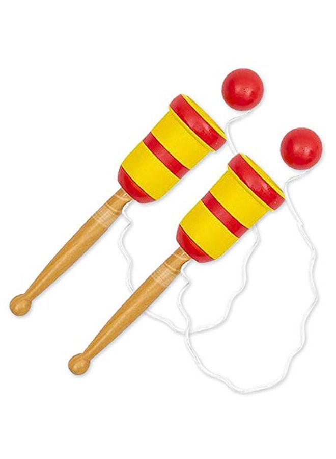 ArtCreativity مجموعة لعبة الكرة الخشبية 2 قطعة ألعاب صيد عتيقة للأطفال تصميم خشبي ألعاب داخلية وخارجية للحديقة والمنتزه والشاطئ أفضل فكرة هدية - Image 1