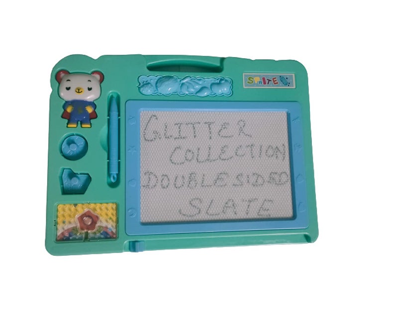 Glitter Collection Magic Slate Black Slate Chalk Boarddouble sided slate one magic chalk slate Sky Blue - Image 1