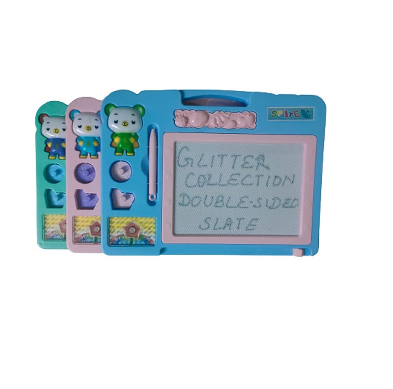 Glitter Collection Magic Slate Black Slate Chalk Boarddouble sided slate one magic chalk slate Sky Blue - Image 3