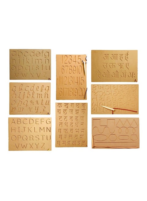 Wooden Tracing Board Pattern and Alphabet and Numbers and Uppercase and Lowercase Tracing Slate for Kids, Children Educational Wooden Letters for Toddler Preschool (Set of 8) 376