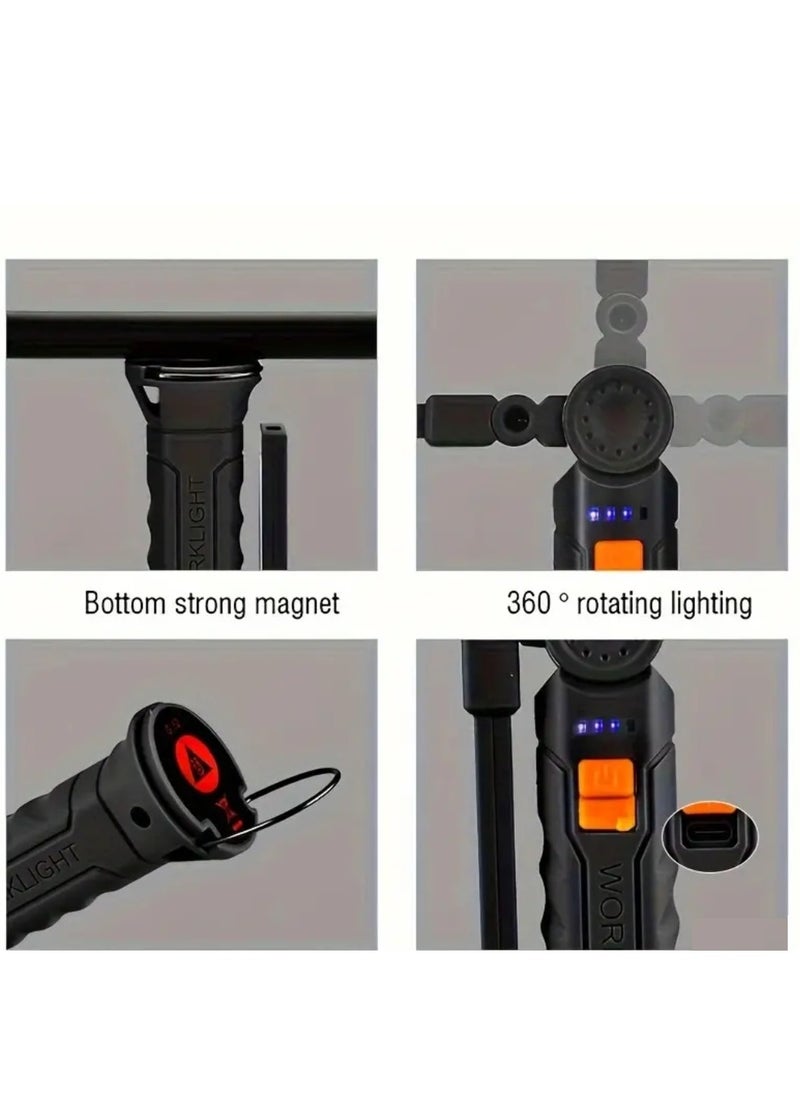 Generic LED Work Light,USB Rechargeable Foldable Flashlight Work Light With Magnetic Base And 3 Light Modes  - Image 2