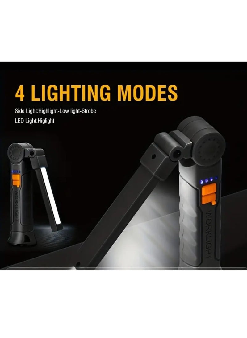 Generic LED Work Light,USB Rechargeable Foldable Flashlight Work Light With Magnetic Base And 3 Light Modes  - Image 3