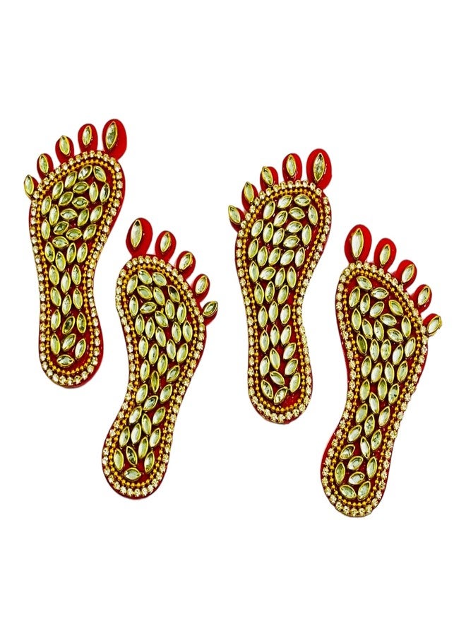 Kriwin 2 Pairs 3 inch Decorative Shree Laxmi Charan Footprints for Door Gate, Festival Decor, Diwali Puja (Medium) - Image 1