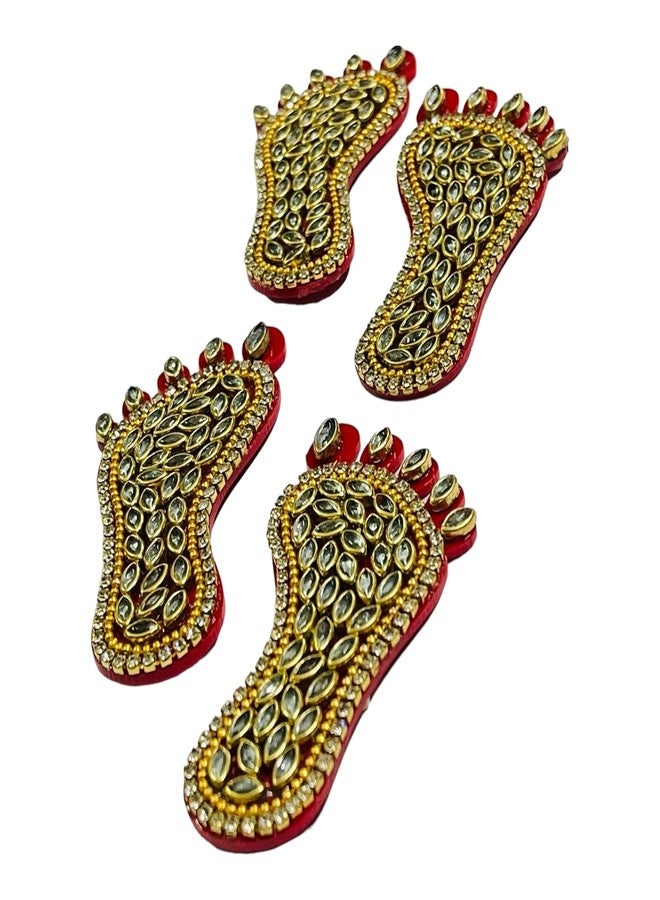 Kriwin 2 Pairs 3 inch Decorative Shree Laxmi Charan Footprints for Door Gate, Festival Decor, Diwali Puja (Medium) - Image 4