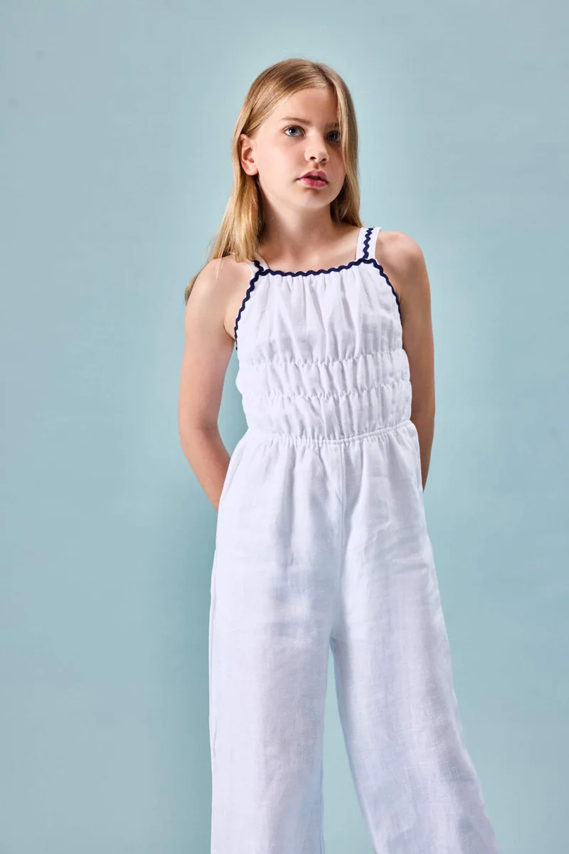 ديفاكتو Girl Linen Sleeveless Jumpsuit