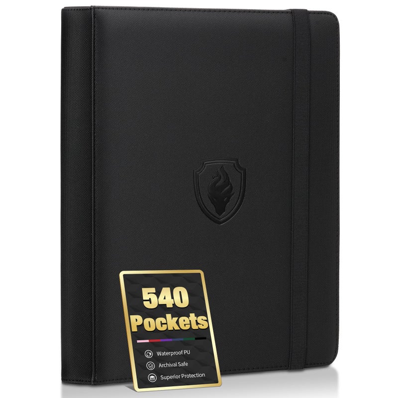 Fabmaker Premium 9 Pocket Card Binder for 540 Cards Fabmaker PU Cover Trading Card Binder Sturdy Card Collection Album Sleek Card Holder Folders for Game Cards Sports Cards Black - Image 2