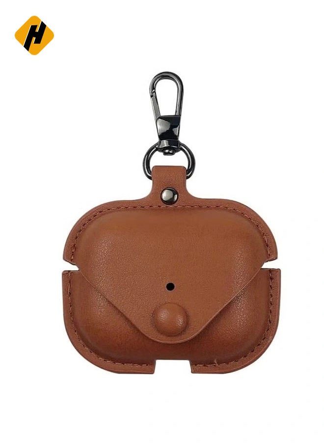 HuHa - Genuine Leather Case Compatible with AirPods Pro Case, Protective Cover for Apple AirPods pro Case Headphones EarPods, Soft Leather Cover with Keychain Hook - Image 1