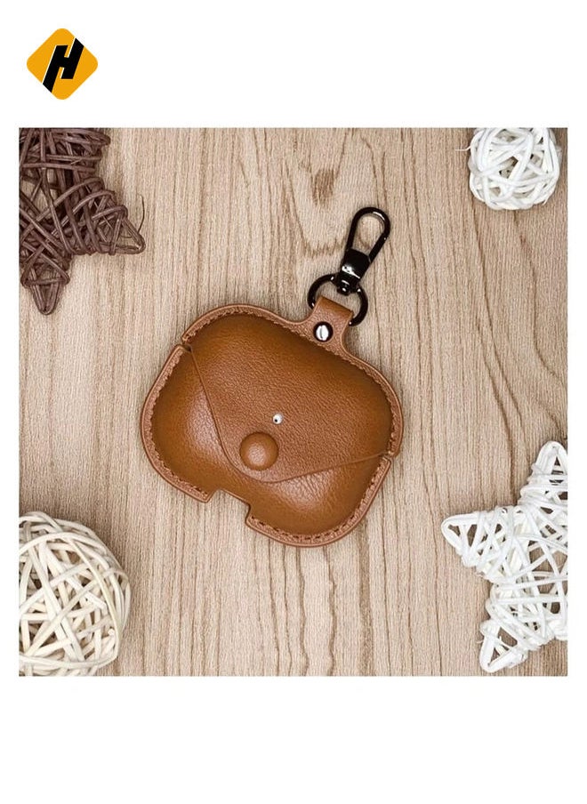 HuHa - Genuine Leather Case Compatible with AirPods Pro Case, Protective Cover for Apple AirPods pro Case Headphones EarPods, Soft Leather Cover with Keychain Hook - Image 1