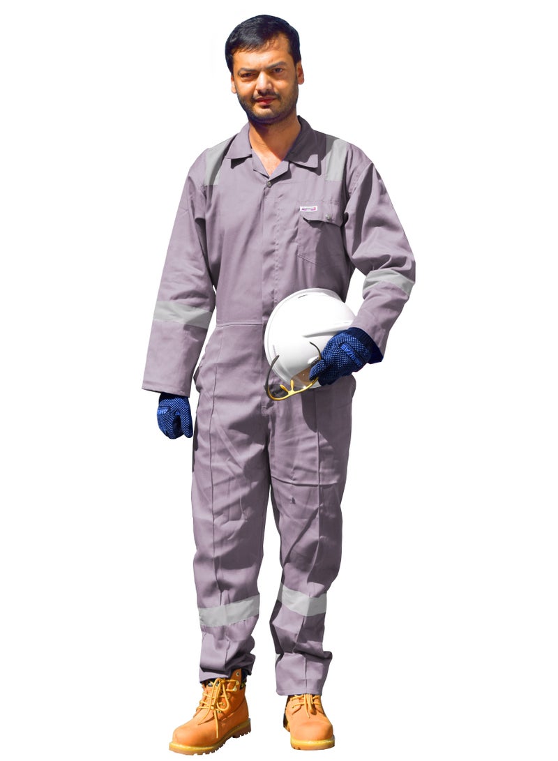 Ameriza Chief Safety Coverall with Reflective Tapes, Grey 195gsm