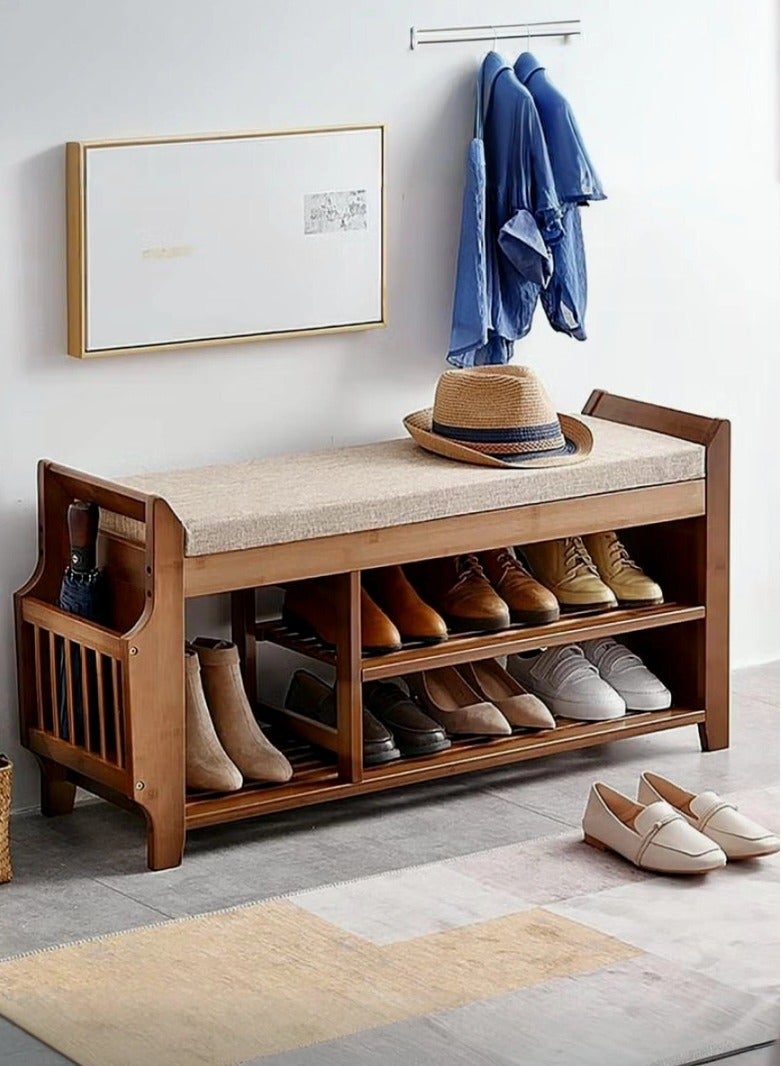 XiuWoo Shoe Rack with Hidden Drawer and Side Holder, Shoe Storage Bench Organizer for Entryway Hallway Living Room 98.5*29.5*49.5cm - Image 1
