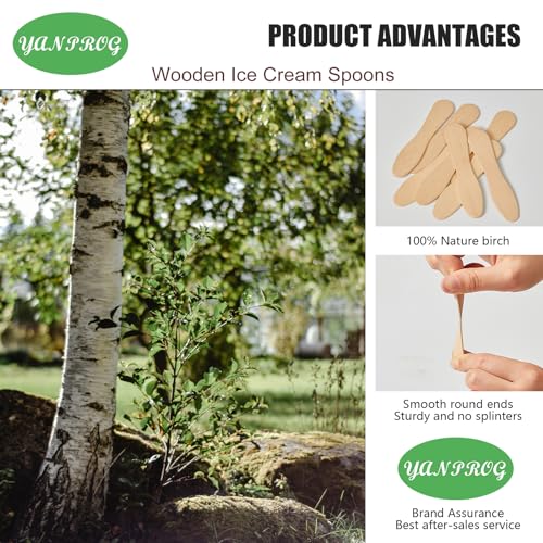 YANPROG Mini Wooden Spoons Small Tasting Spoons 3" Ice Cream Spoon 100Pcs, Natural Birch Biodegradable Compostable Wooden Cutlery for Parties, weddings - Image 2