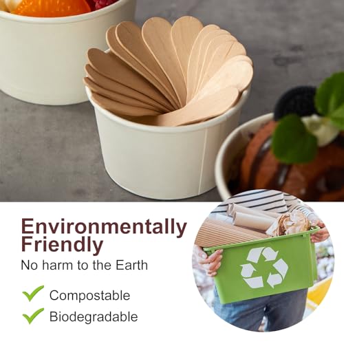 YANPROG Mini Wooden Spoons Small Tasting Spoons 3" Ice Cream Spoon 100Pcs, Natural Birch Biodegradable Compostable Wooden Cutlery for Parties, weddings - Image 3
