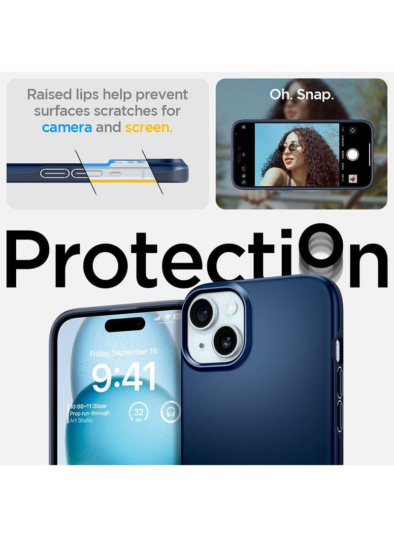 Spigen Thin Fit for iPhone 15 Plus Case Cover - Navy Blue - Image 5