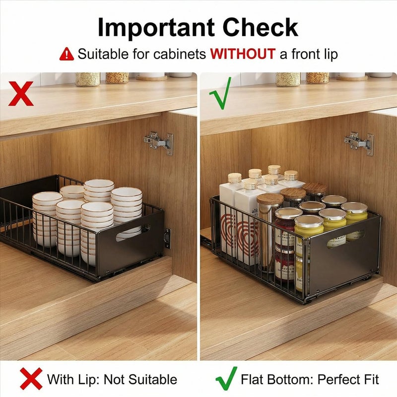SALADAYS Pull-Out Cabinet Organizer, Heavy-Duty Iron Cabinet Storage Basket with Nano-Adhesive Mount, Drill-Free Easy Installation for Kitchen, Bathroom, Pantry Storage - Image 5