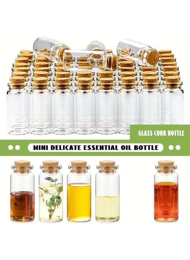 Goolsky  2ml Small Bottles Transparent Mini Glass Jars with Cork Stoppers Top - Message Weddings Wish Jewelry Pendant Charms Kit Party Favors - Pack of 24 - Image 1