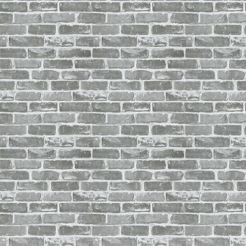 Timeet 17.7''×393.7'' Vintage Gray Brick Peel and Stick Wallpaper Self Adhesive Contact Paper 3D Faux Textured Stone Removable Wallpaper for Bedroom Living Room Home Decor Vinyl Roll Film - Image 1
