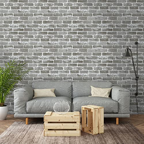Timeet 17.7''×393.7'' Vintage Gray Brick Peel and Stick Wallpaper Self Adhesive Contact Paper 3D Faux Textured Stone Removable Wallpaper for Bedroom Living Room Home Decor Vinyl Roll Film - Image 5