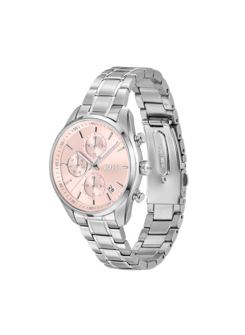 ساعة كرونوغراف دائرية للنساء بعلبة من أم اللؤلؤ الوردي - 1502765