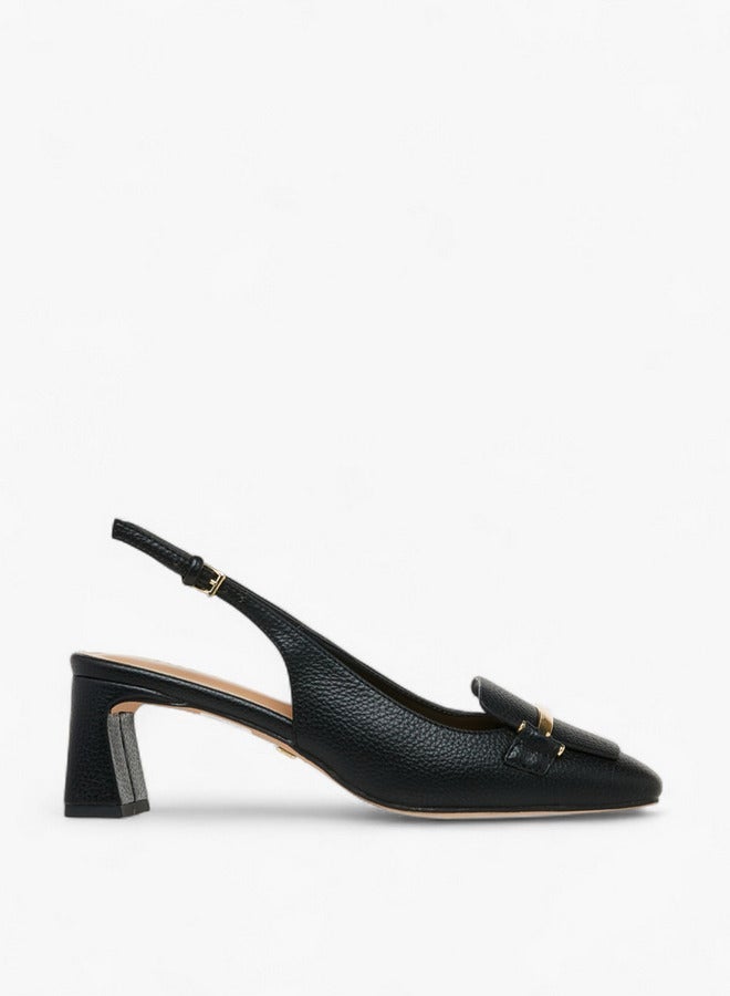 سيليست صنادل نسائية بحزام خلفي بلمسة معدنية وإبزيم - Image 1