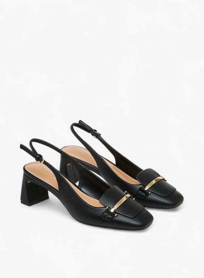 سيليست صنادل نسائية بحزام خلفي بلمسة معدنية وإبزيم - Image 3