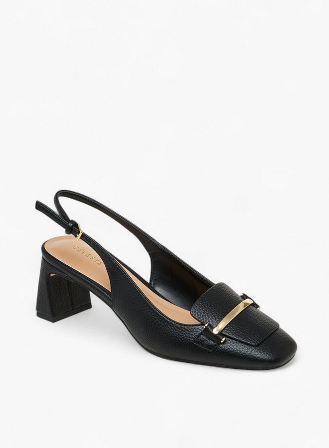 سيليست صنادل نسائية بحزام خلفي بلمسة معدنية وإبزيم - Image 2