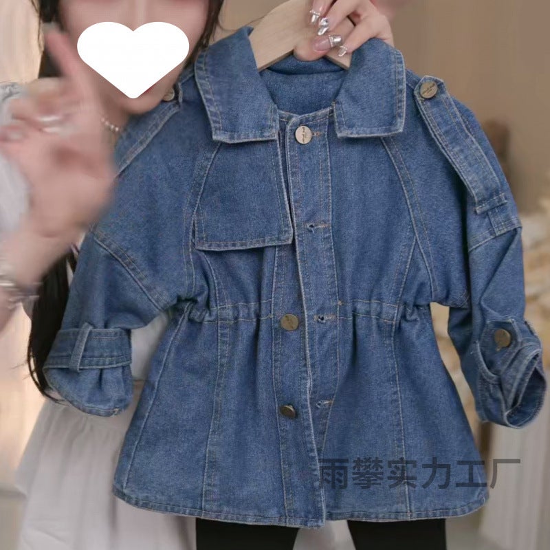 Girls' Denim Coat Outer Wear Children'S Spring Wear Women'S New Stylish Baby Girl'S Fashionable Spring Top Children'S Wear - Image 2