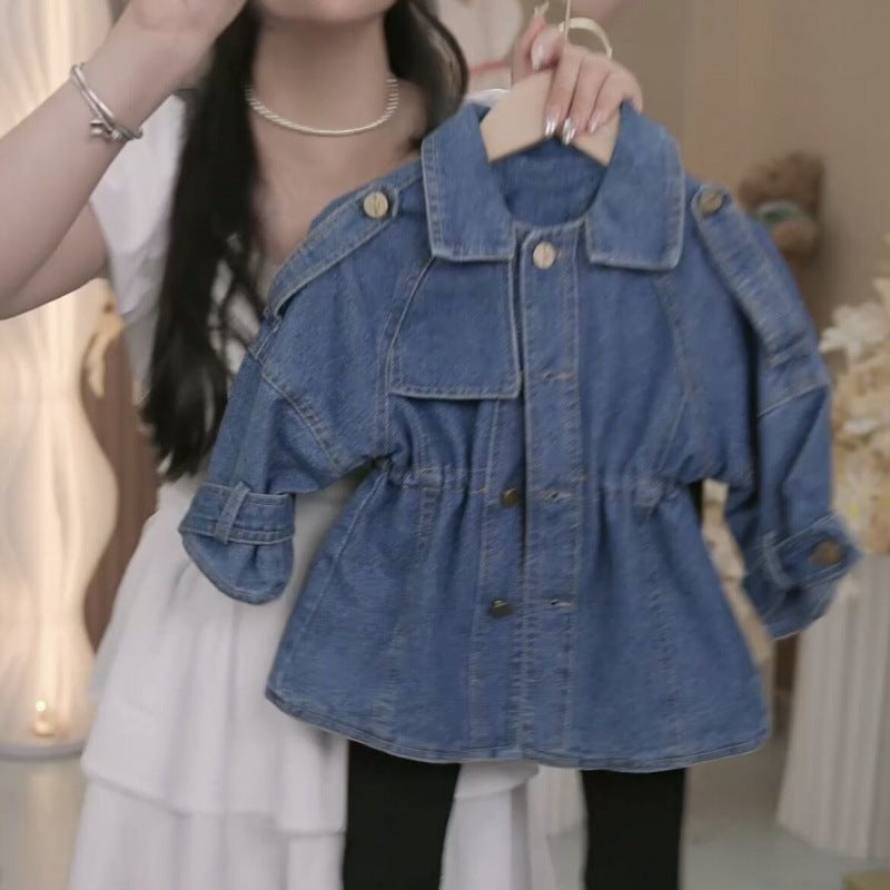 Girls' Denim Coat Outer Wear Children'S Spring Wear Women'S New Stylish Baby Girl'S Fashionable Spring Top Children'S Wear - Image 3