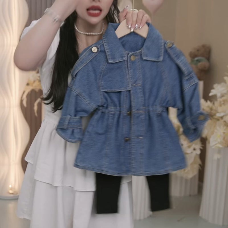 Girls' Denim Coat Outer Wear Children'S Spring Wear Women'S New Stylish Baby Girl'S Fashionable Spring Top Children'S Wear - Image 4