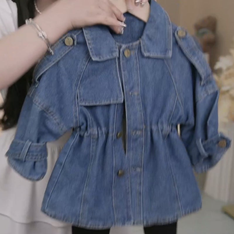 Girls' Denim Coat Outer Wear Children'S Spring Wear Women'S New Stylish Baby Girl'S Fashionable Spring Top Children'S Wear - Image 5