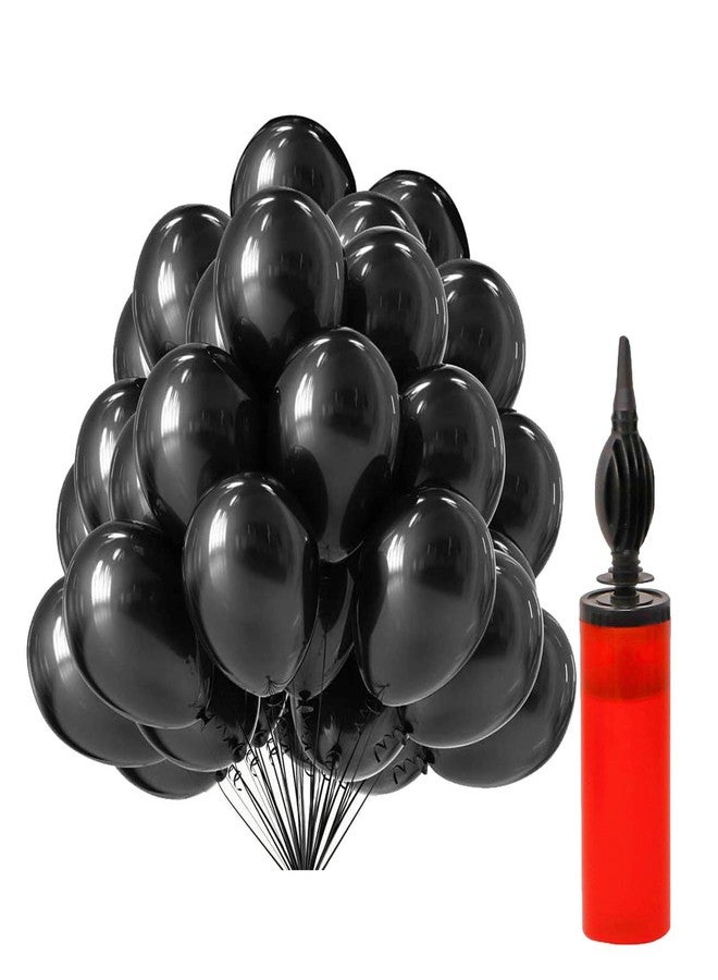 HEMITO Premium Metallic Latex Balloons Pack of 100 Black Balloons for Decoration (Black, Pack of 100 with Pump) - Image 1