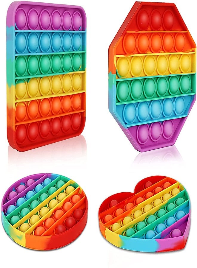 Tilak Venture® Pop it Set of 4 Pcs Toys for Kids Boys and Girls, Rainbow Push Pop Bubble Fidget Sensory Toy, Rainbow Popit Toy, Autism Popit Game Stress Relief Toys for Adults ((Set of 4 Pcs Pop it) - Image 1