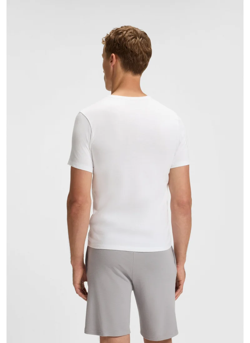 BOSS Three-pack of cotton underwear T-shirts with logo embroidery