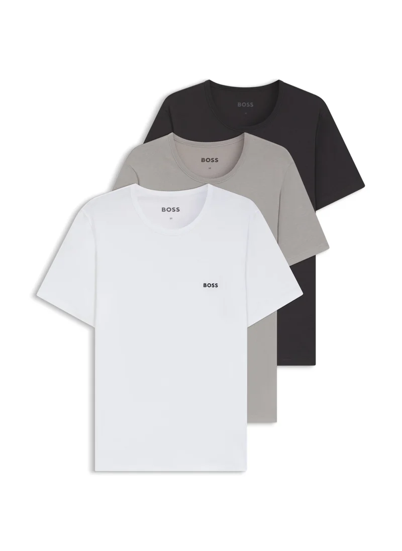 بوس Three-pack of cotton underwear T-shirts with logo embroidery