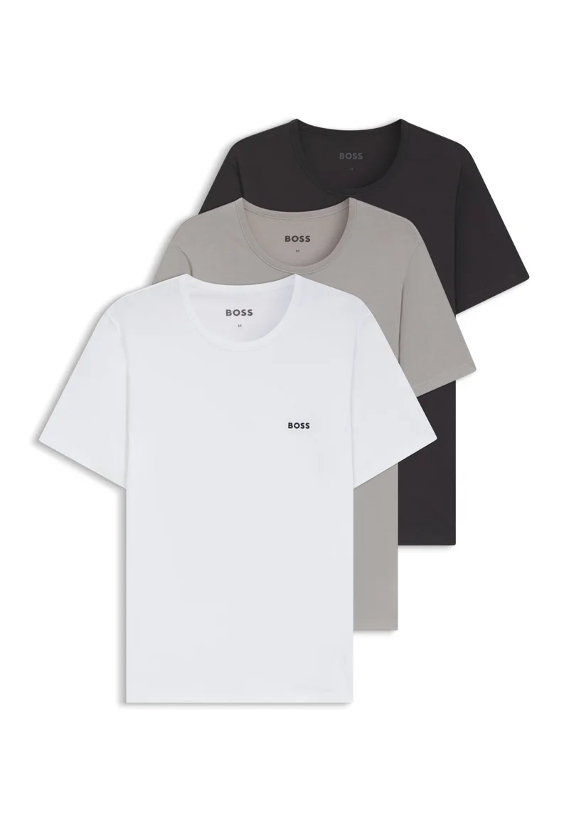 بوس ثلاث قطع تي شيرت قطن مطرز بشعار