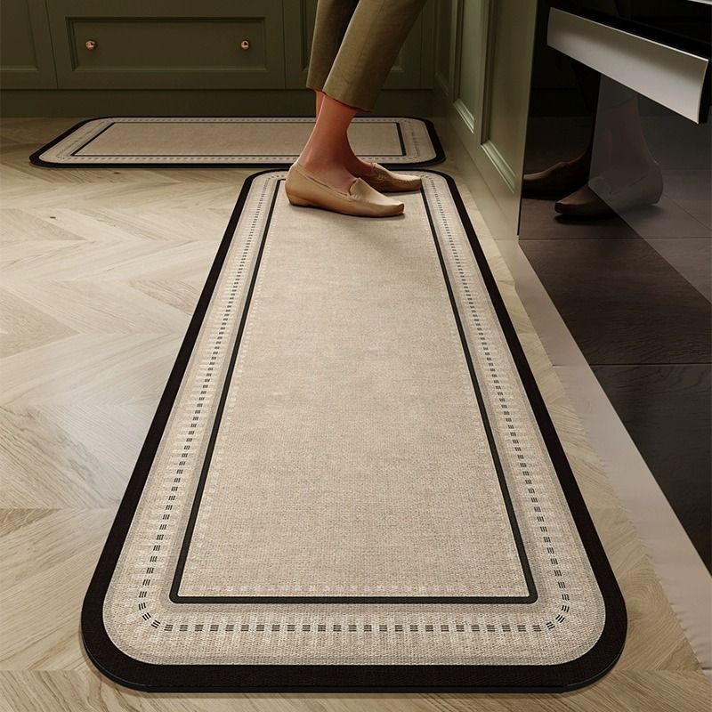 American Retro Stain-Resistant Long Floor Mat Absorbent Oil-Absorbing Entrance Door Mat Easy To Care Diatom Mud Kitchen Floor Mat - Image 2
