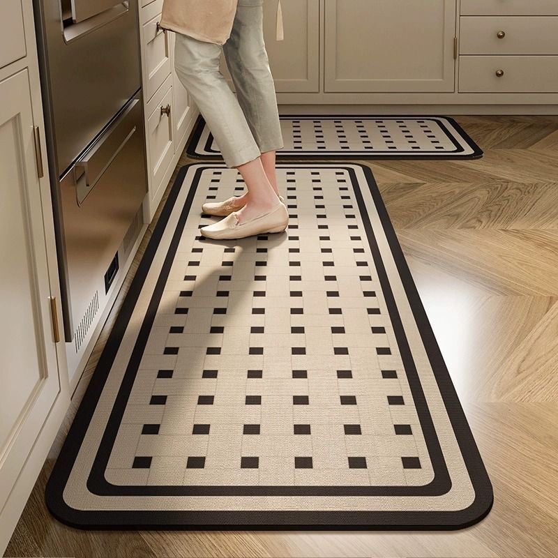 American Retro Stain-Resistant Long Floor Mat Absorbent Oil-Absorbing Entrance Door Mat Easy To Care Diatom Mud Kitchen Floor Mat - Image 1