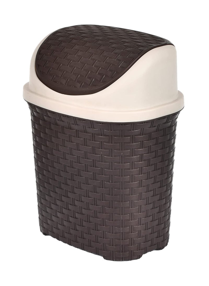 Kuber Industries Heart Home Plastic Dustbin Garbage Bin Trash Can Waste Bin With Swing Lid 7 Litre Brown47HH0705  - Image 3